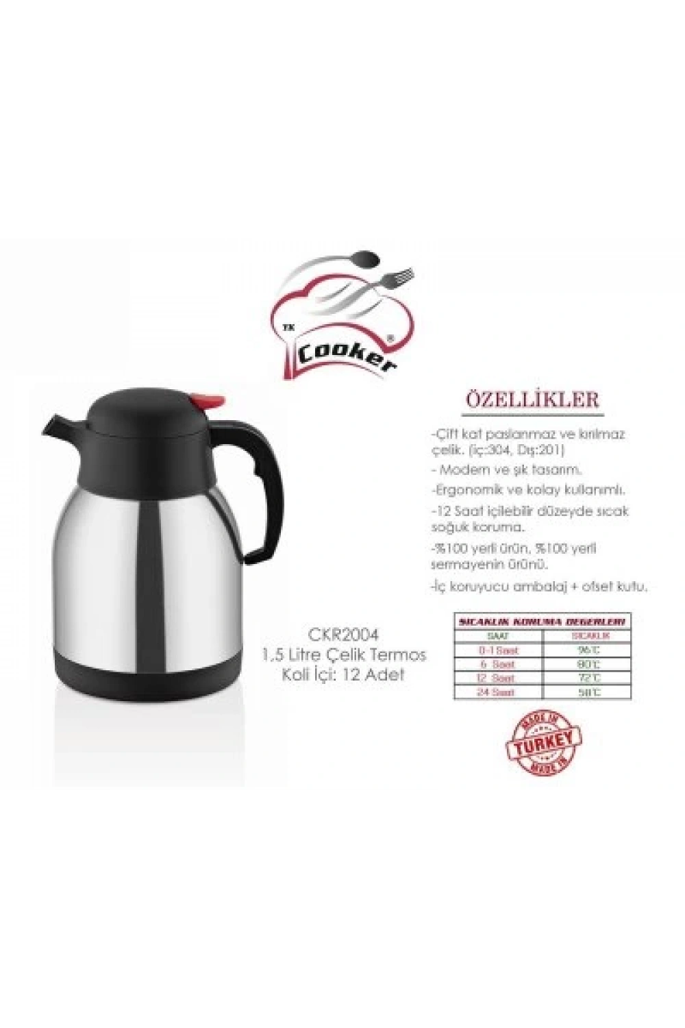 Cooker Ckr-2004 ( 1.5lt ) Çelik Termos*12