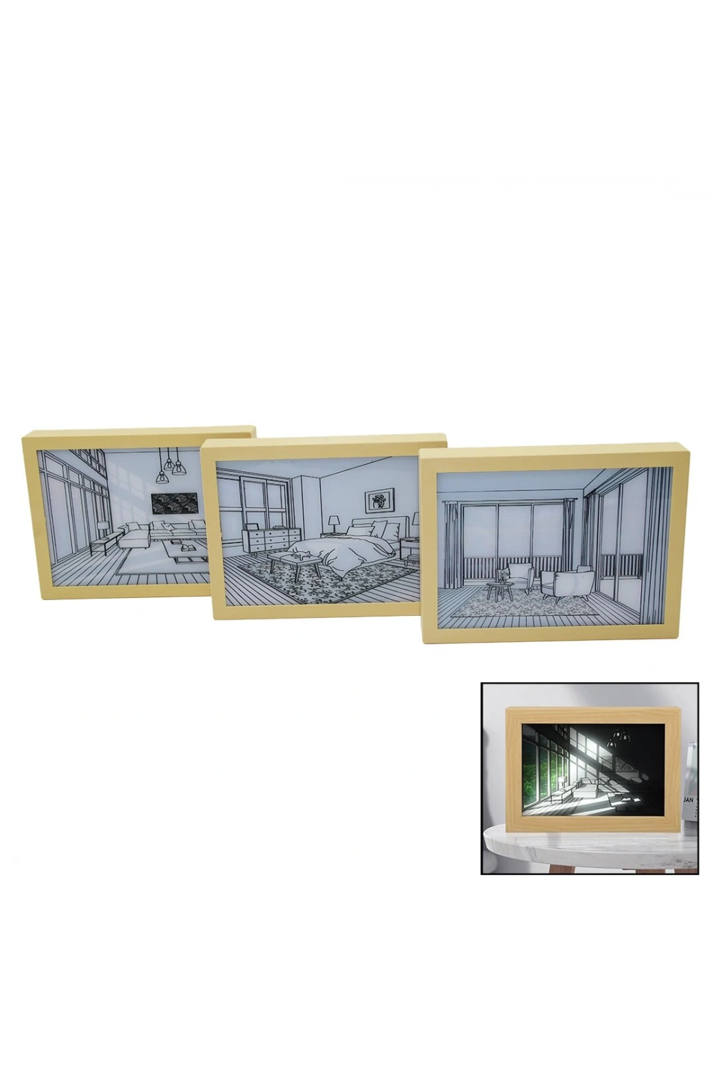 Dempower Dp-354 ( 3 Boyutlu & 15x20cm ) Led Işıklı Mini Tablo ( Usb Bağlantılı & Ayar Anahtarlı )*40