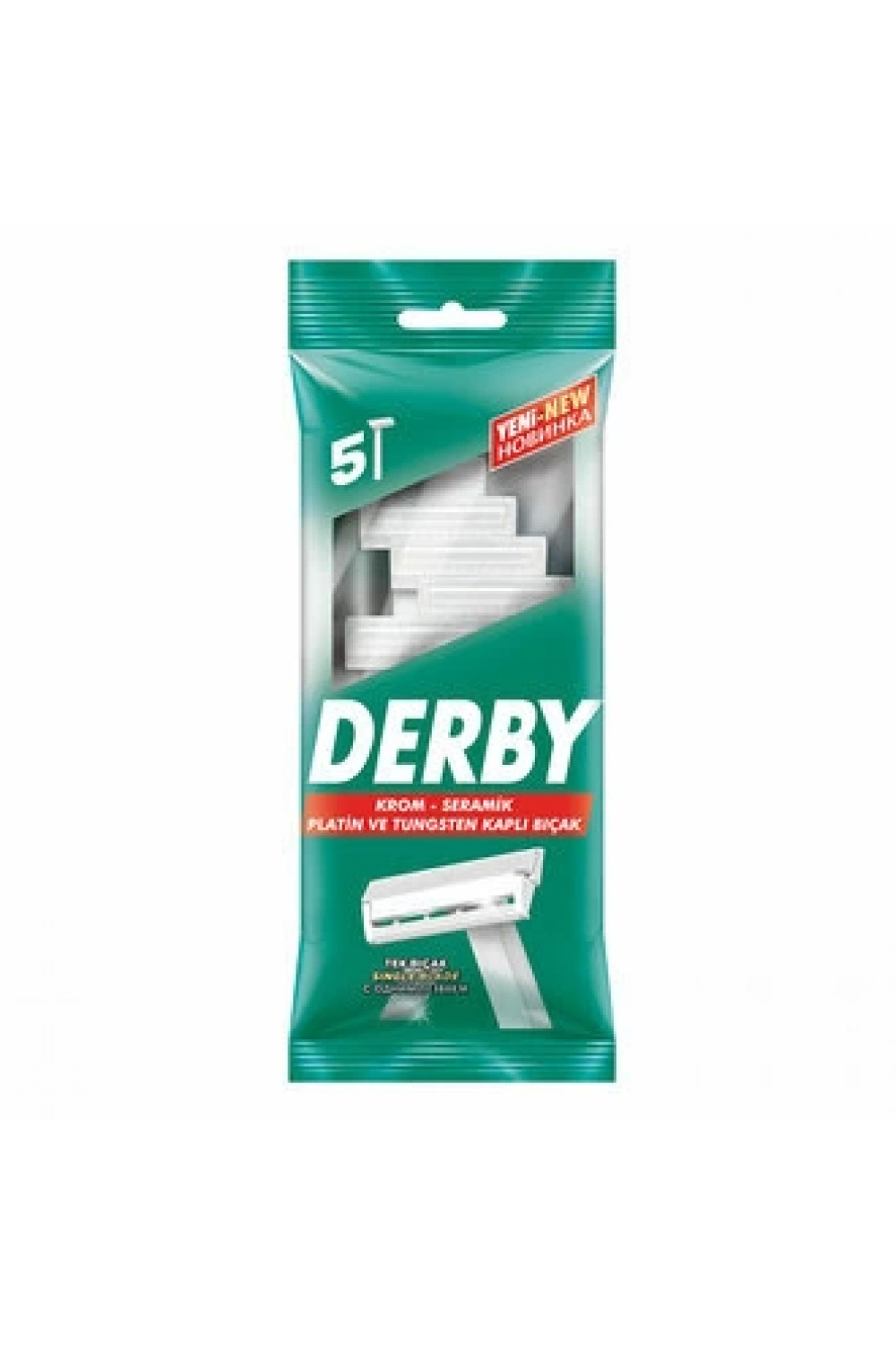 Derby-101010212 ( Tek Bıçak ) ( 5pcs Poşetli ) Saplı Jilet*14x8