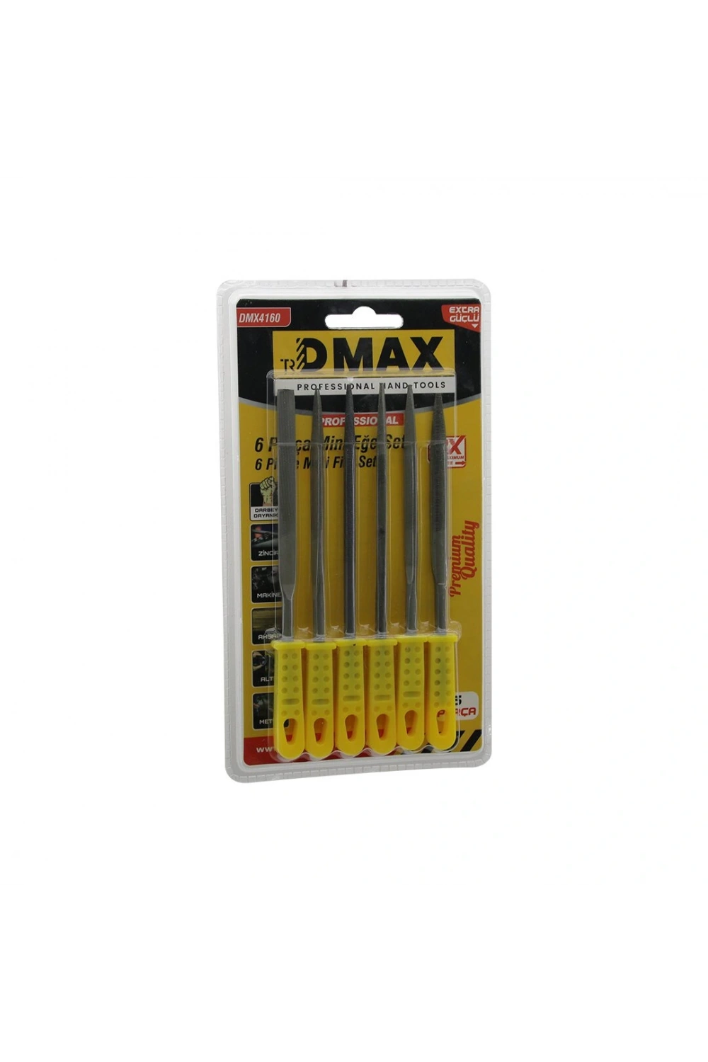 Dmax 4160 ( 6pcs ) Mini Çelik Eğe Seti ( Düz - Yuvarlak - Yarı Dairesel - Kare - Üçgen )*200