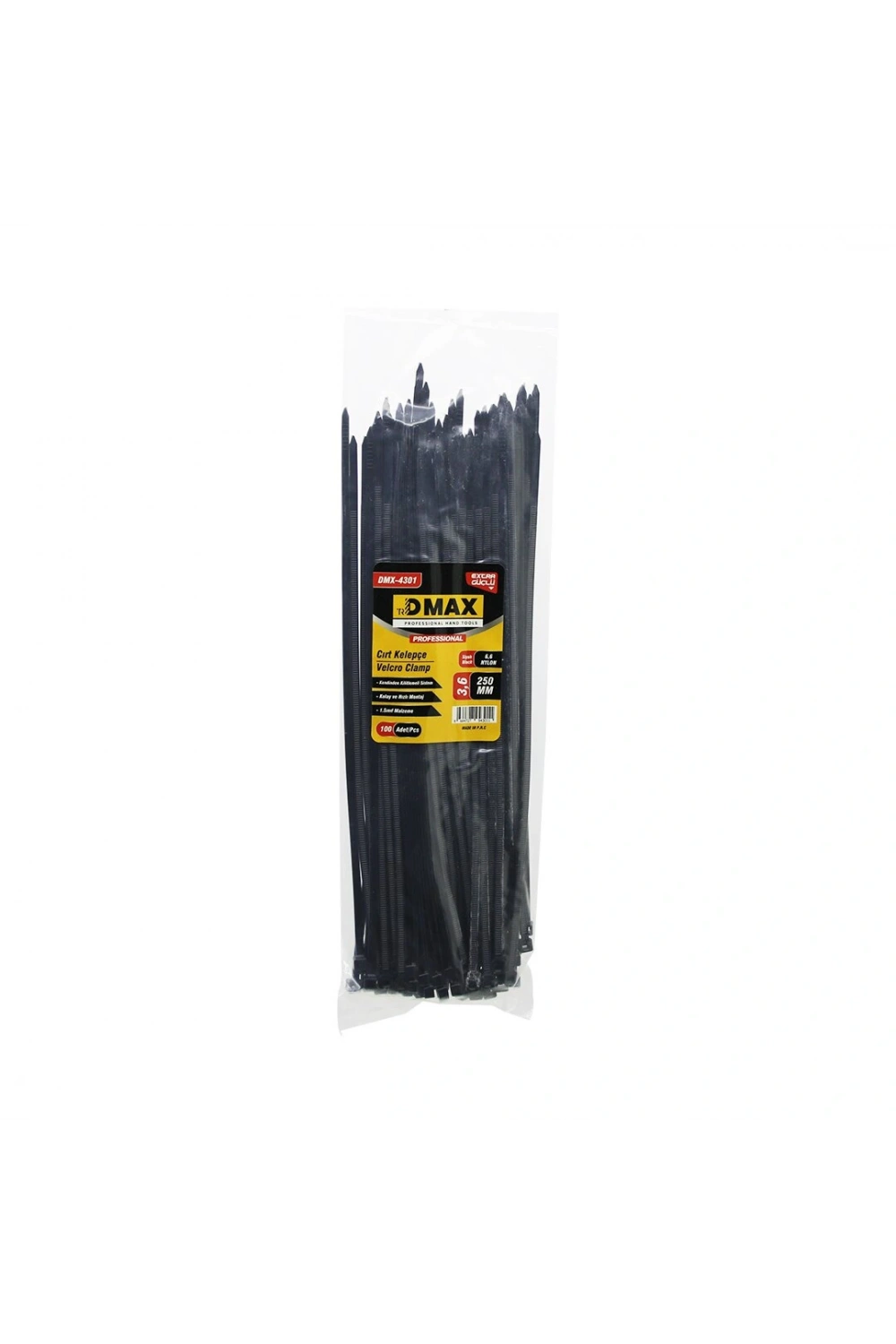 Dmax Dmx-4301 ( Siyah ) ( 3.6x250mm ) Plastik Cırt Kelepçe ( 100pcs )*150