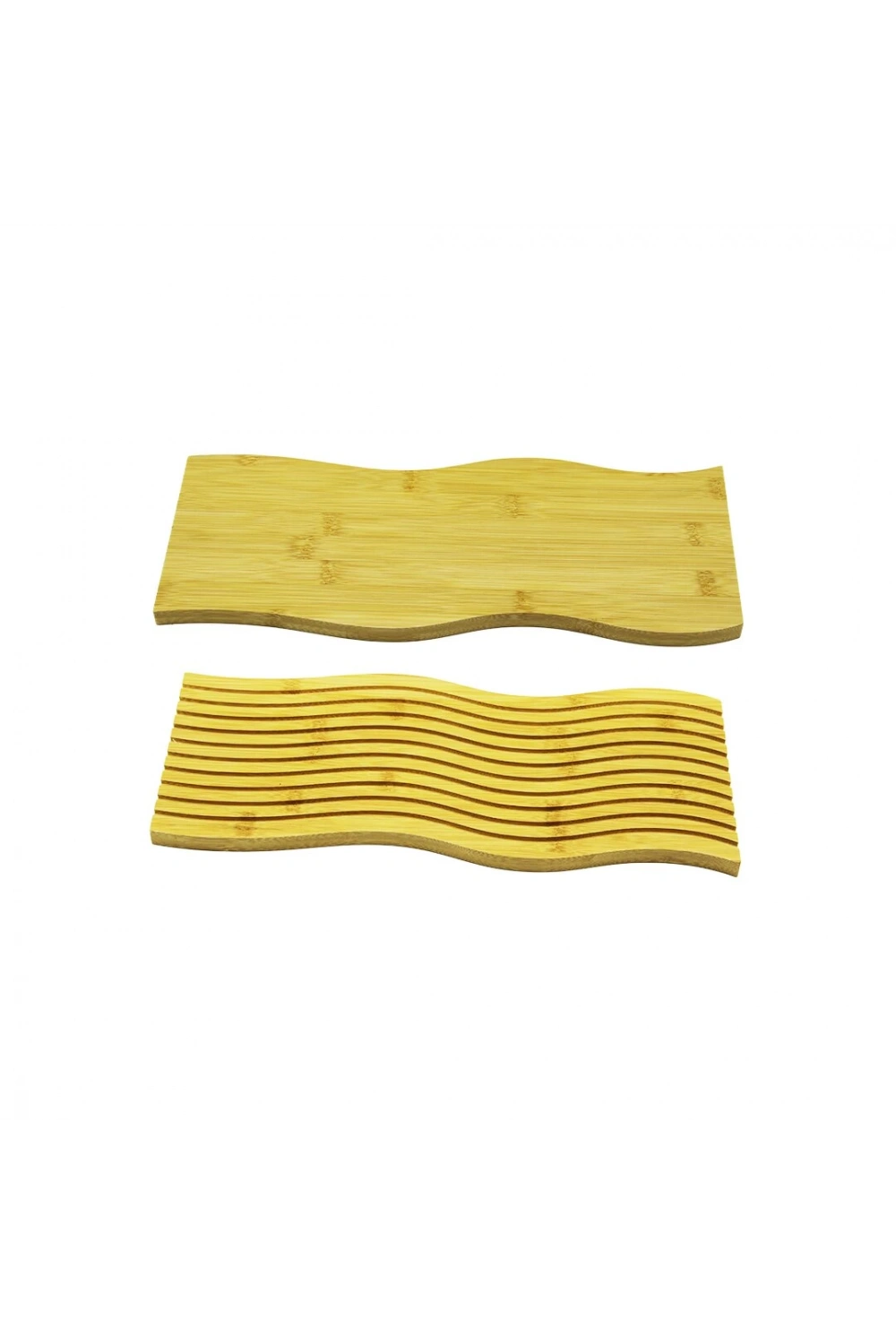 Dmr-4880 (dalgalı Kenar ) ( Çift Taraflı=düz & Dalgalı Oyuk Kanallı ) Ahşap Bambu Sunum Tepsi ( 15x39cm)*24