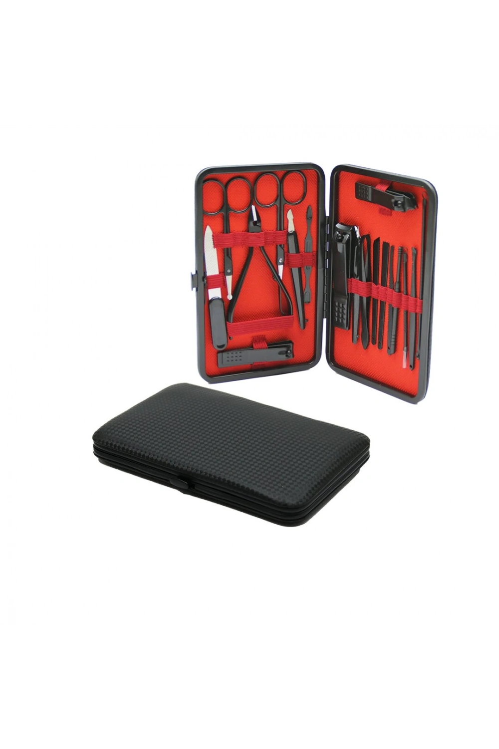 Dmr-4941 ( 18pcs ) ( Siyah ) Desenli Manikür & Pedikür Seti Çanta ( Cüzdan Modeli )*120
