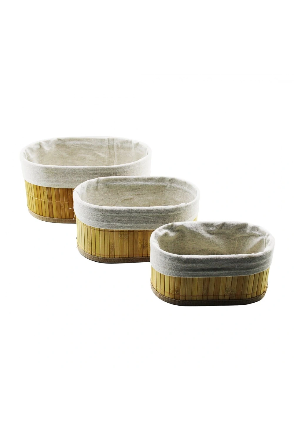Dmr-4951 (3lü) (oval) (bambu Kenar) Organizer Sepet*10
