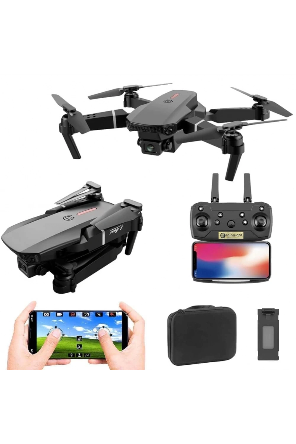 E88 Drone 4k Hd Çift Kameralı Drone App Kontrol Wifi Li Katlanabilir Quatcopter X3 Batarya