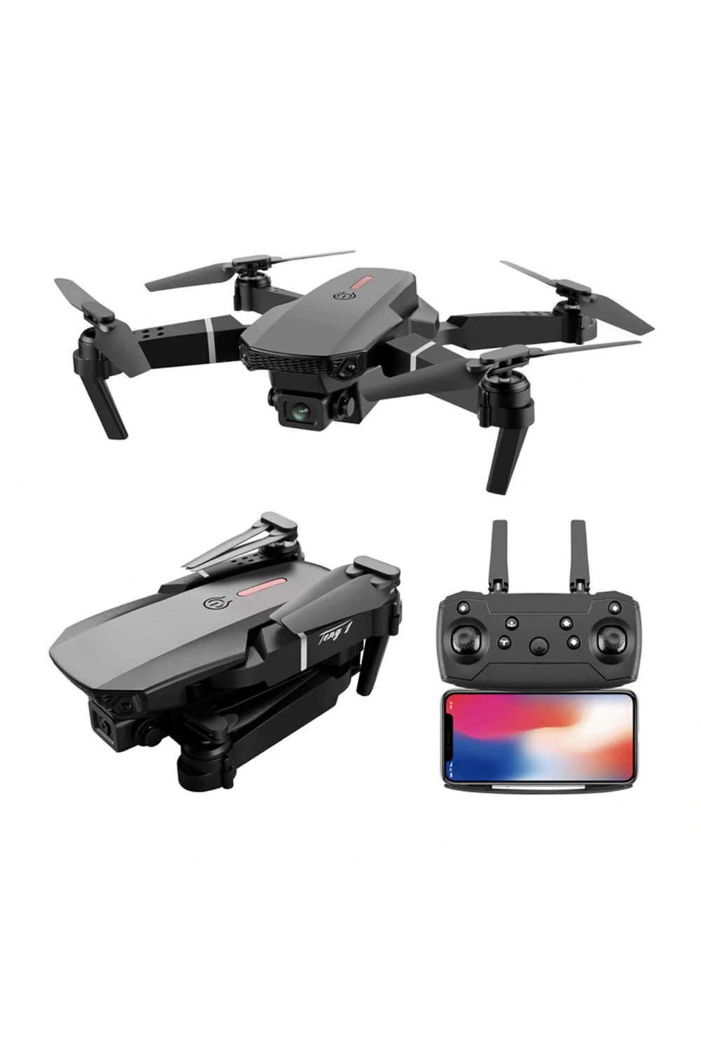 E88 Drone 4k Hd Çift Kameralı Drone App Kontrol Wifi Li Katlanabilir Quatcopter X3 Batarya