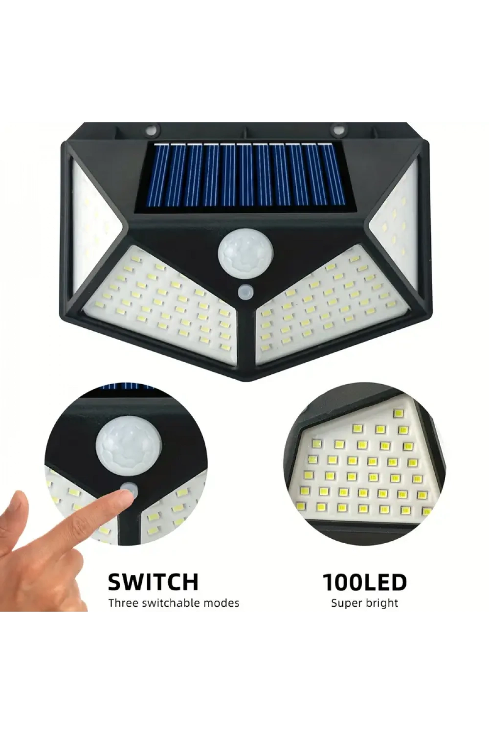 Egonex 100 Led Güneş Duvar Lambası Açık Güneş Lambası