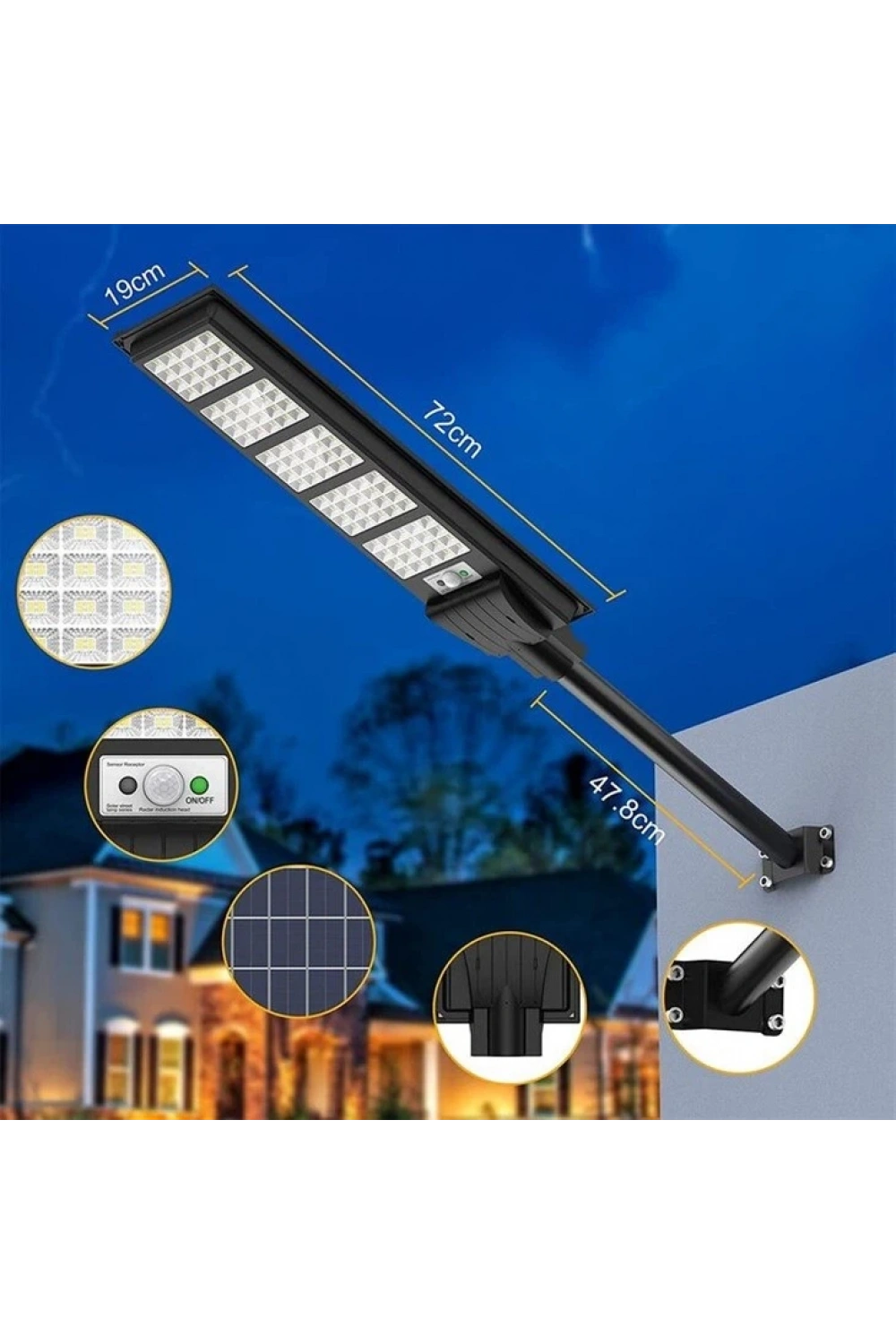 Egonex 180w Solar Kumandalı Sokak Armatürü 6500k (beyaz)