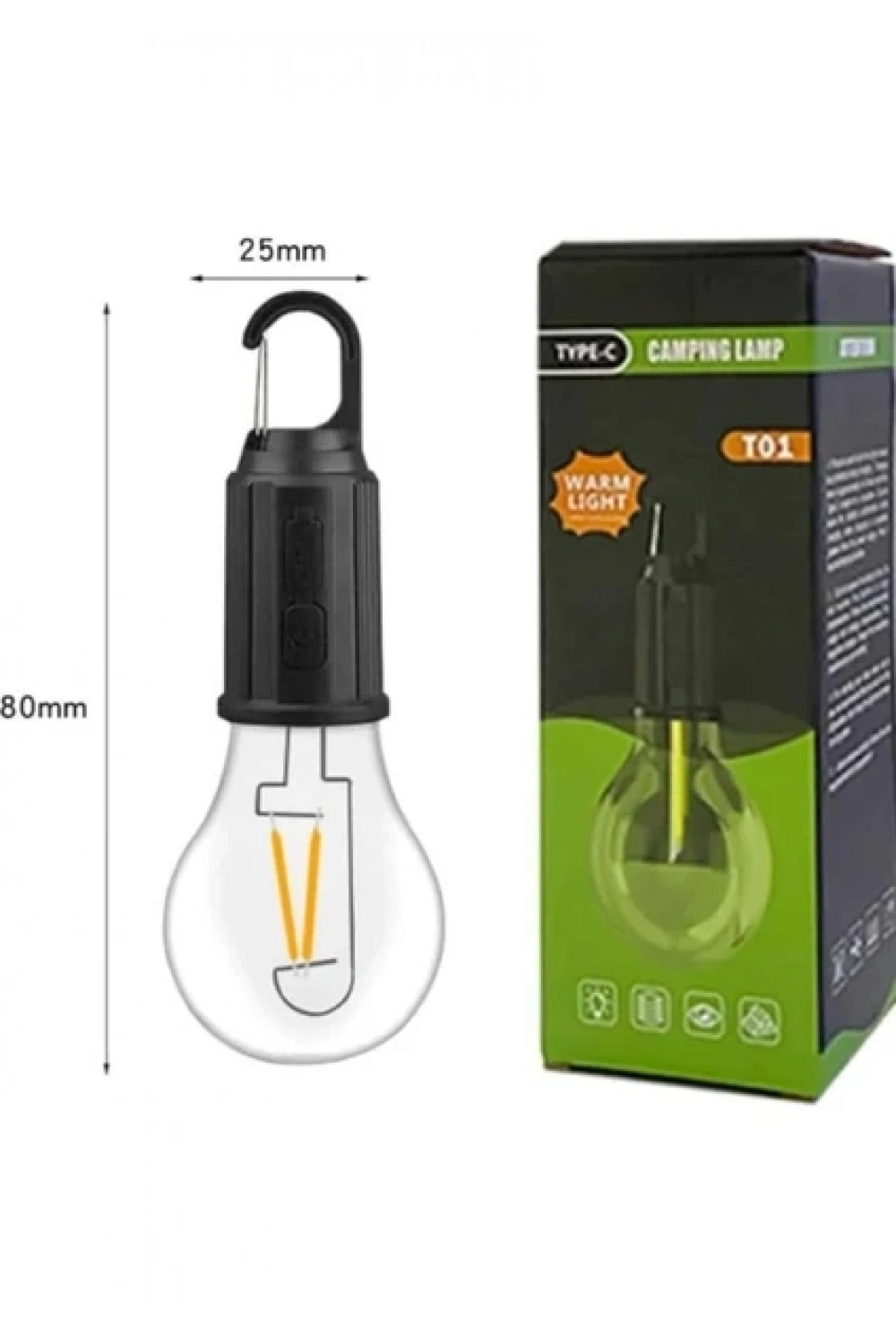 Egonex 3 Farklı Mod Ledli Şarjlı Asma Kancalı Kamp Lambası Taşınabilir Ampul T01-B