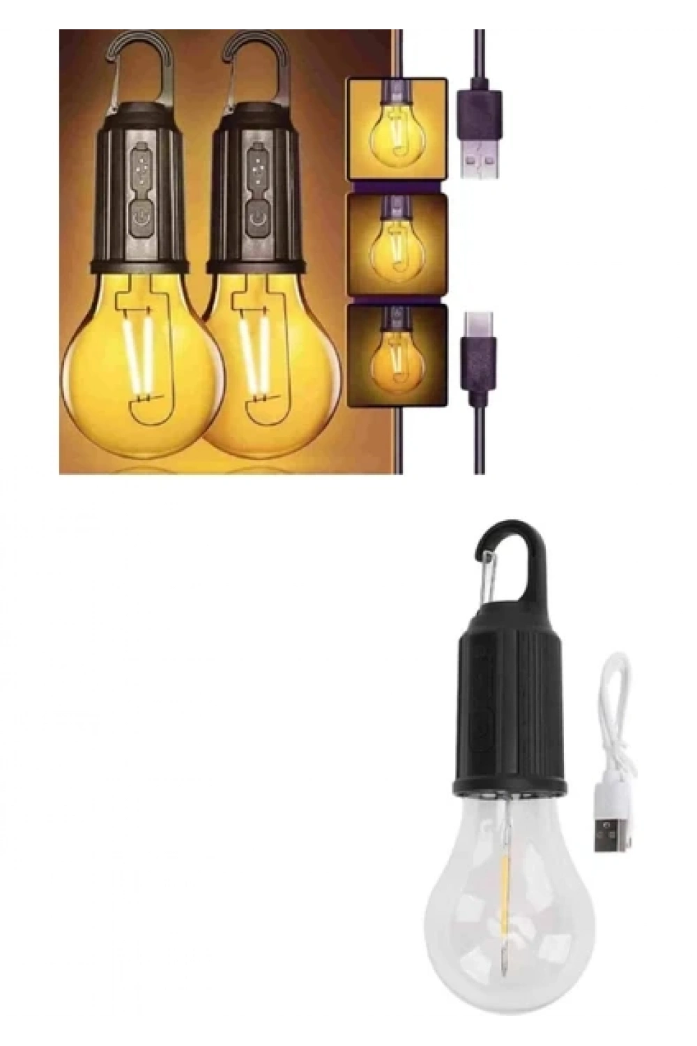 Egonex 3 Farklı Mod Ledli Şarjlı Asma Kancalı Kamp Lambası Taşınabilir Ampul T01-B