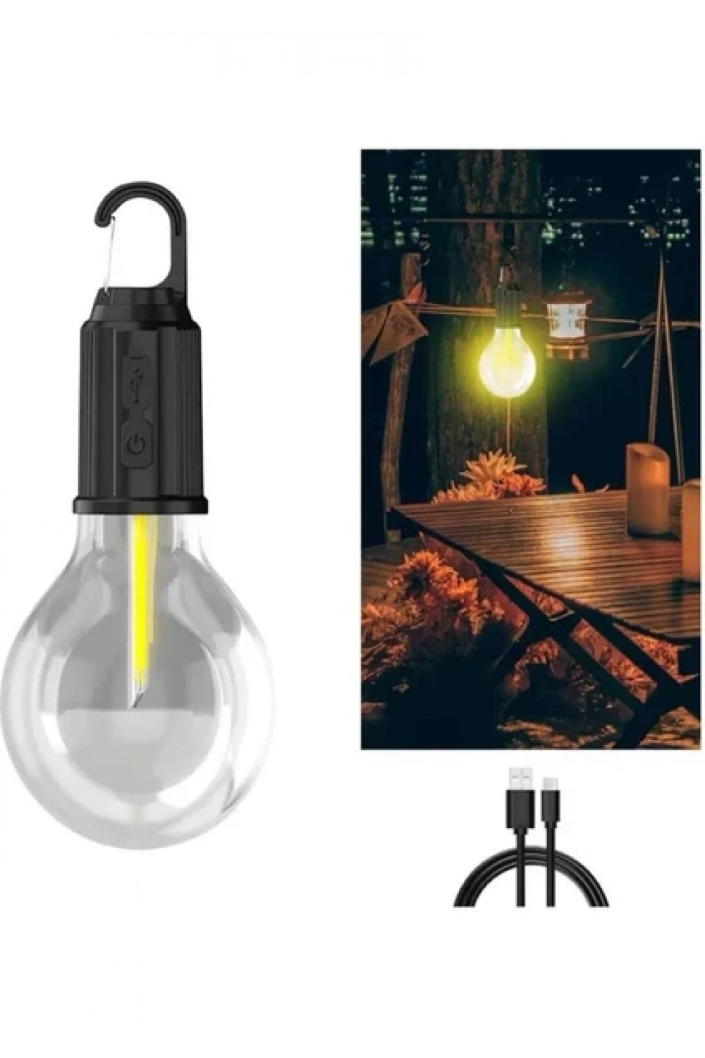 Egonex 3 Farklı Mod Ledli Şarjlı Asma Kancalı Kamp Lambası Taşınabilir Ampul T01-B