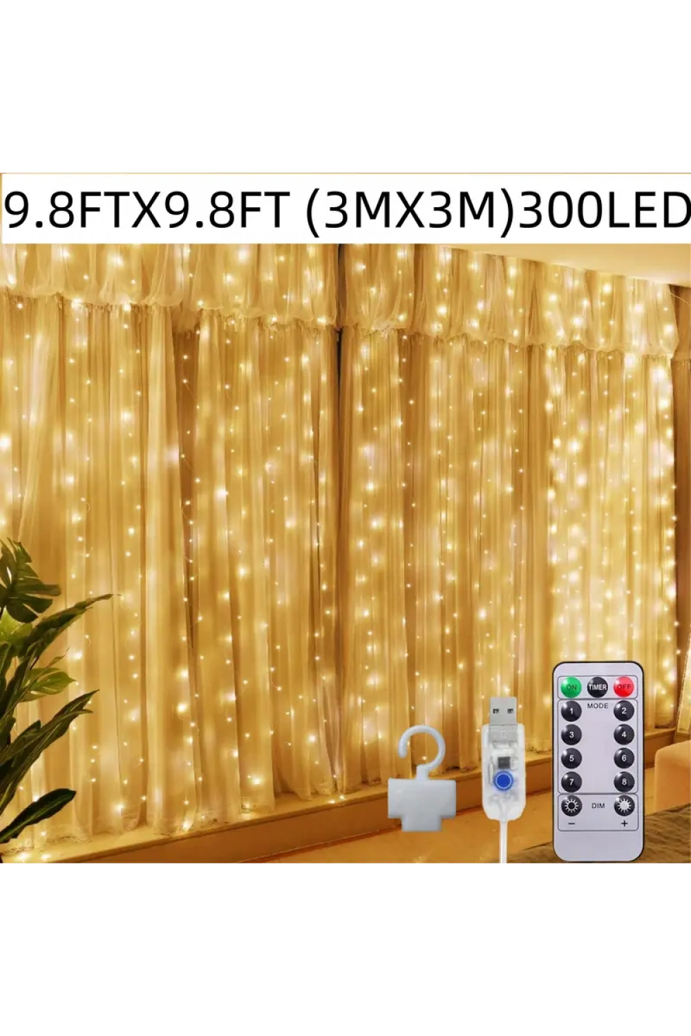 Egonex 300 Ledli 10 Sarkıt Perde Led Işık-8 Fonksiyon, Uzaktan Kumandalı, 3x3 Metre