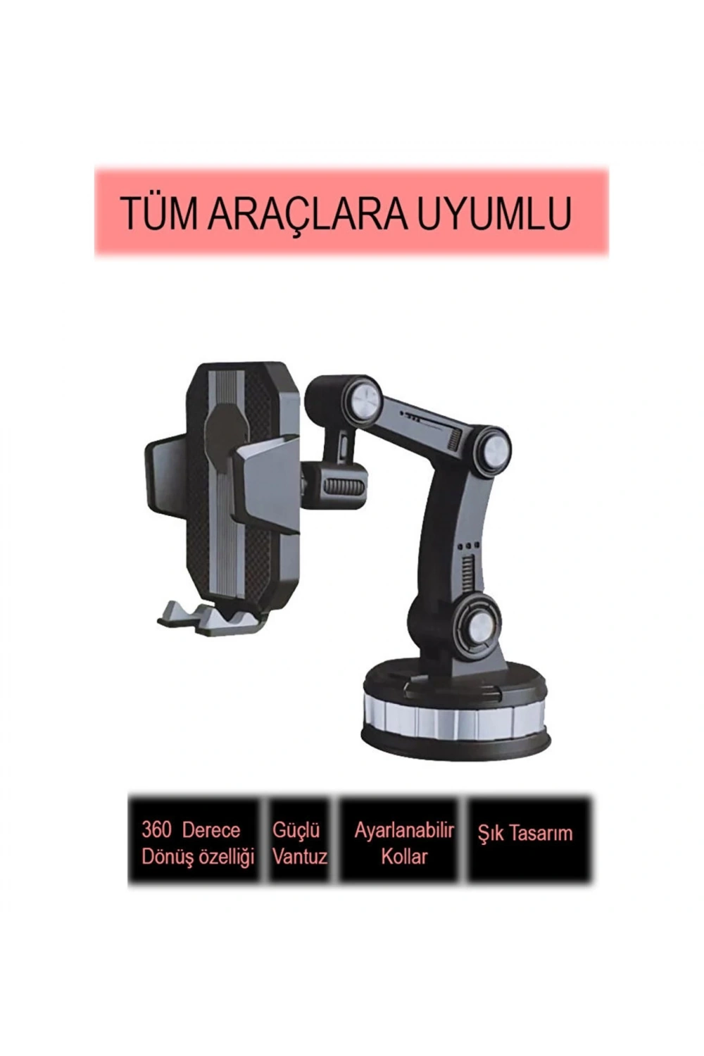 Egonex 360 Derece Dönebilen Ayarlanabilir Araç Içi Vantuzlu Telefon Tutucu