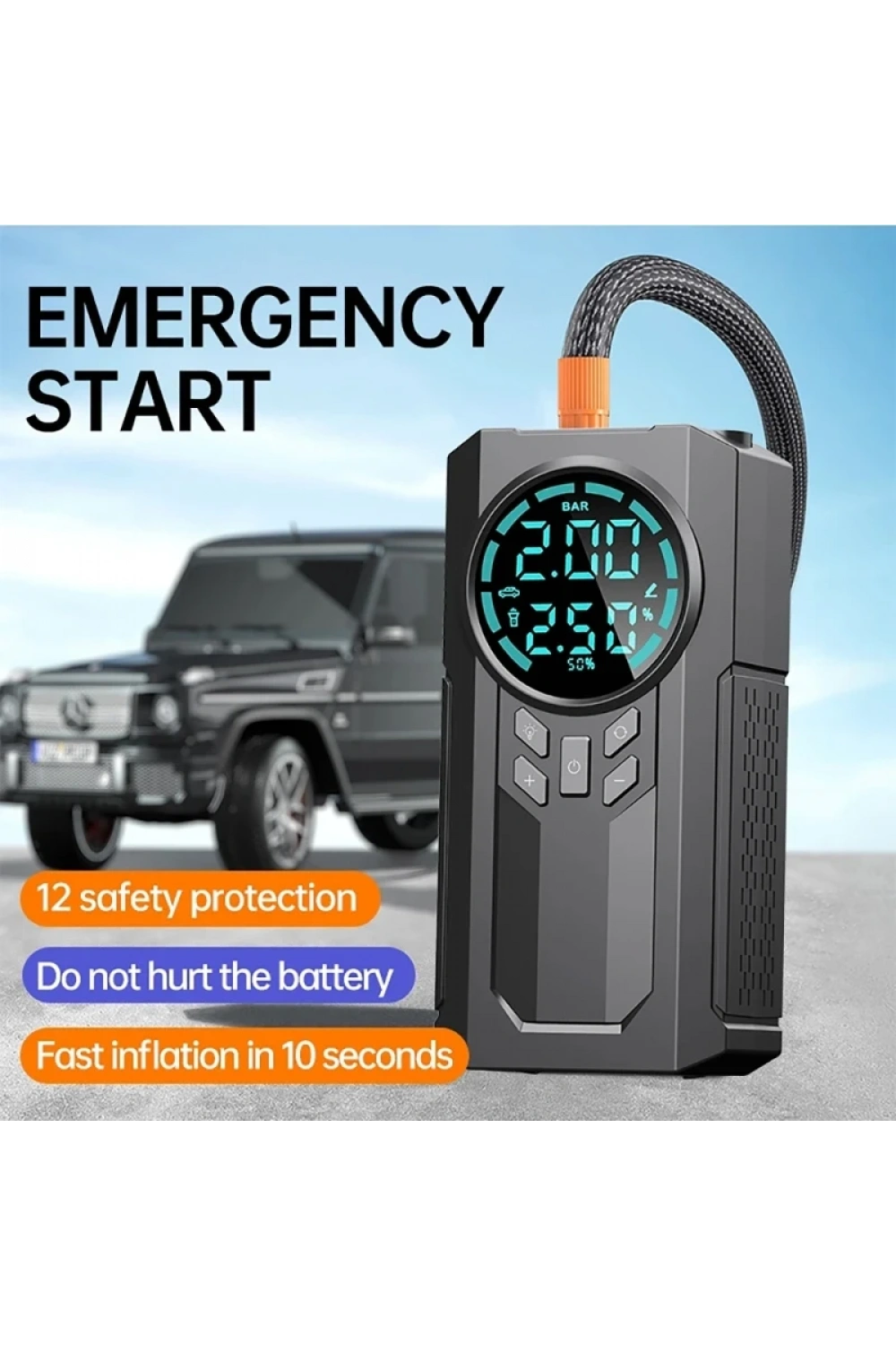 Egonex 4’ü 1 Arada Lastik Şişirici – Akü Takviyesi – Powerbank – Led Işık