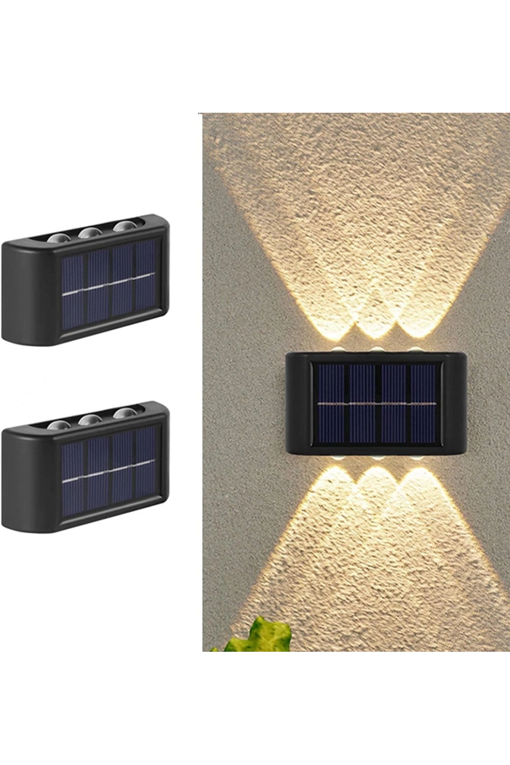 Egonex 6 Ledli Solar Çift Taraflı Duvar Lambası Güneş Enerjili Aydınlatma Dekorasyon Aplik Işık