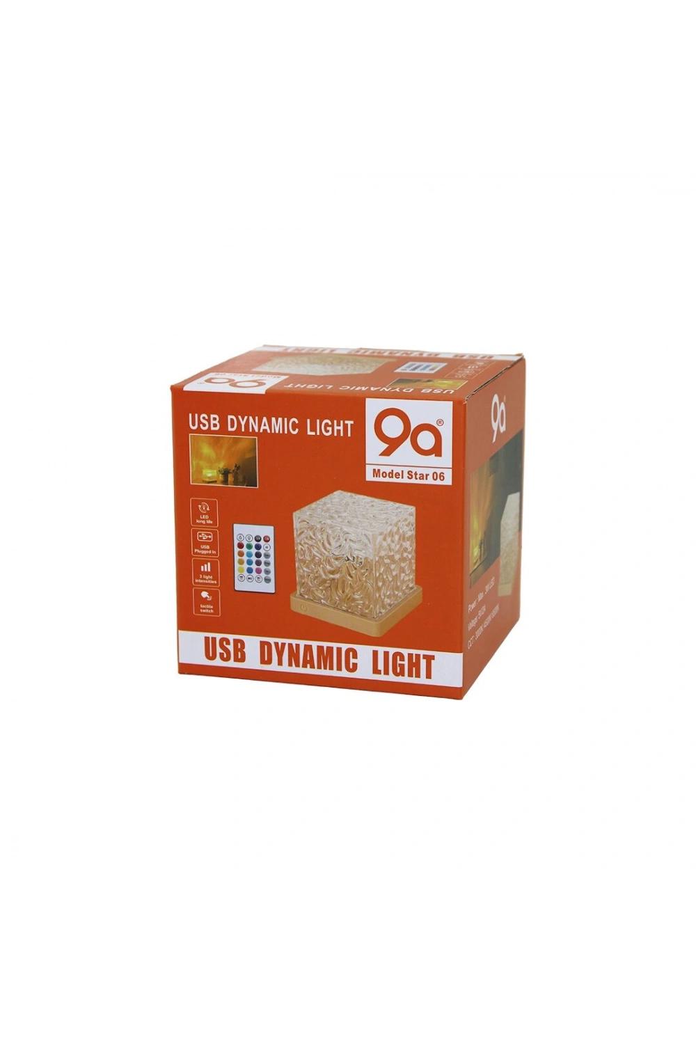Egonex 9a ( Star-06 ) Usb Dynamıc Lıght (usb) (kumandalı) (rgb) (su Desenli Mika Kristal Pls.) Gece Lambası (9.5x9.5cmx11.5cm)*50