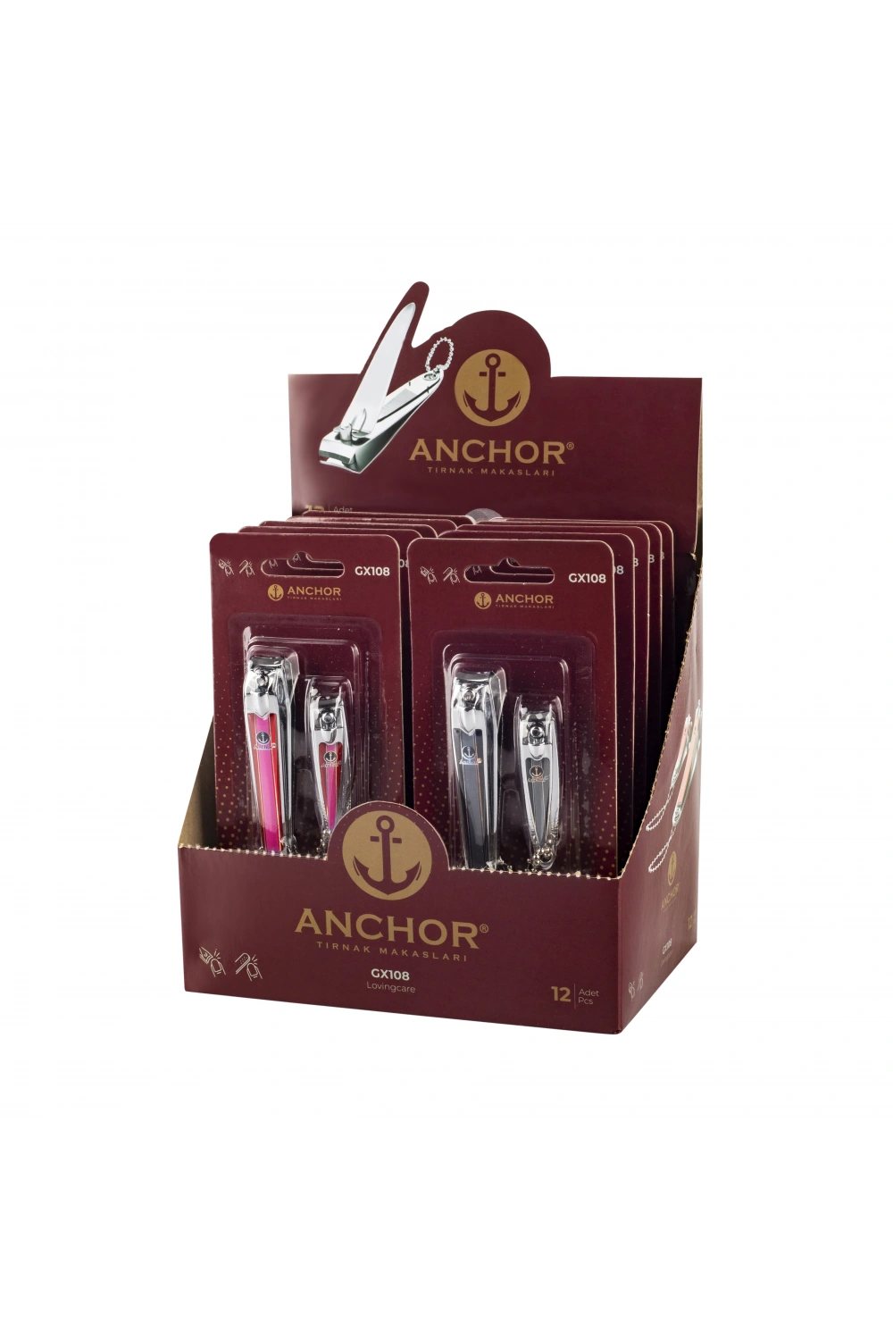 Egonex Anchor Gx-108 ( 2li Set Renkli ) Tırnak Makası*12x40