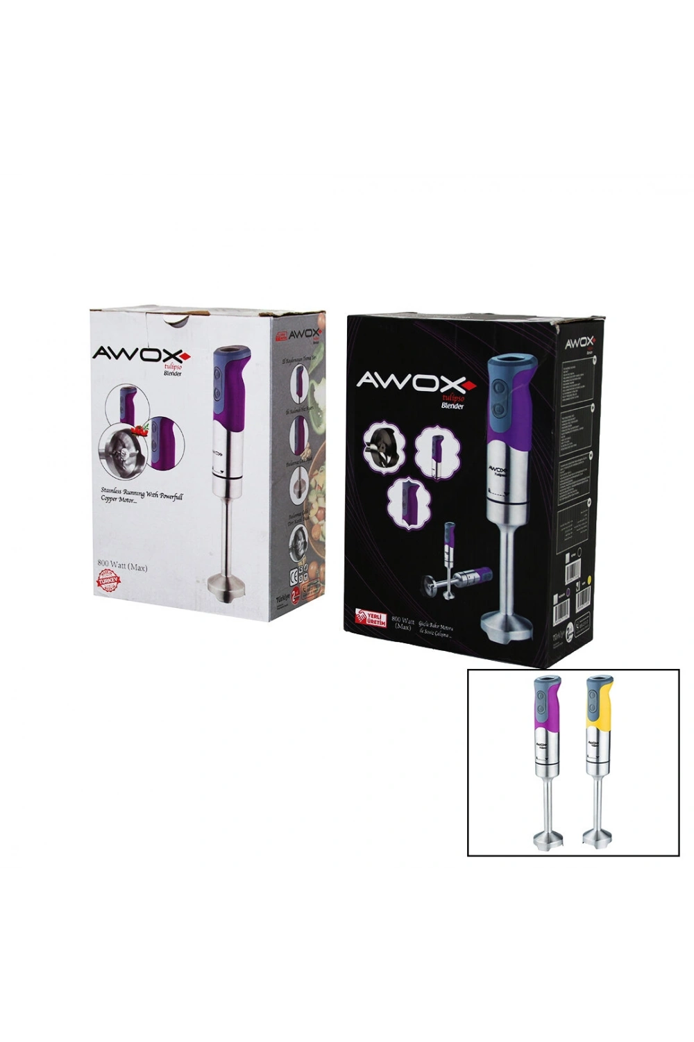 Egonex Awox ( Tulipso ) Elektrikli Çelik Uçlu ( Çubuk Blender ) Krom & Renkli 800w*14