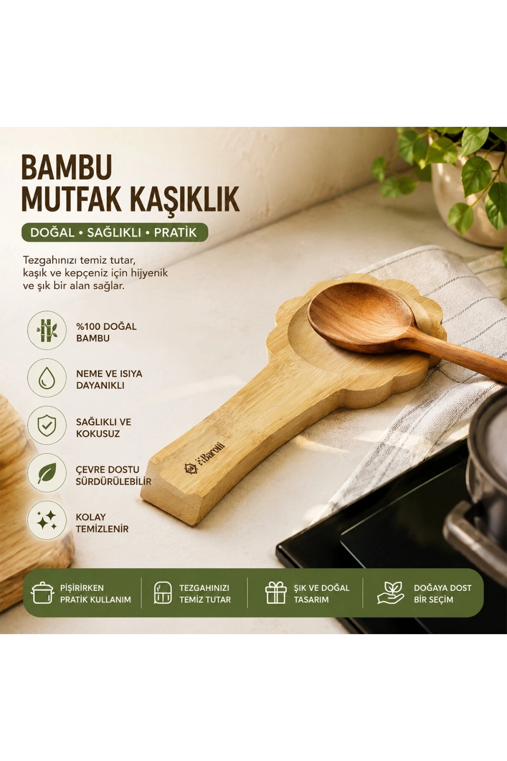 Egonex Barotti Dmr-10054 ( Bambu & Ahşap ) Kepçe & Kaşık Altlık*120