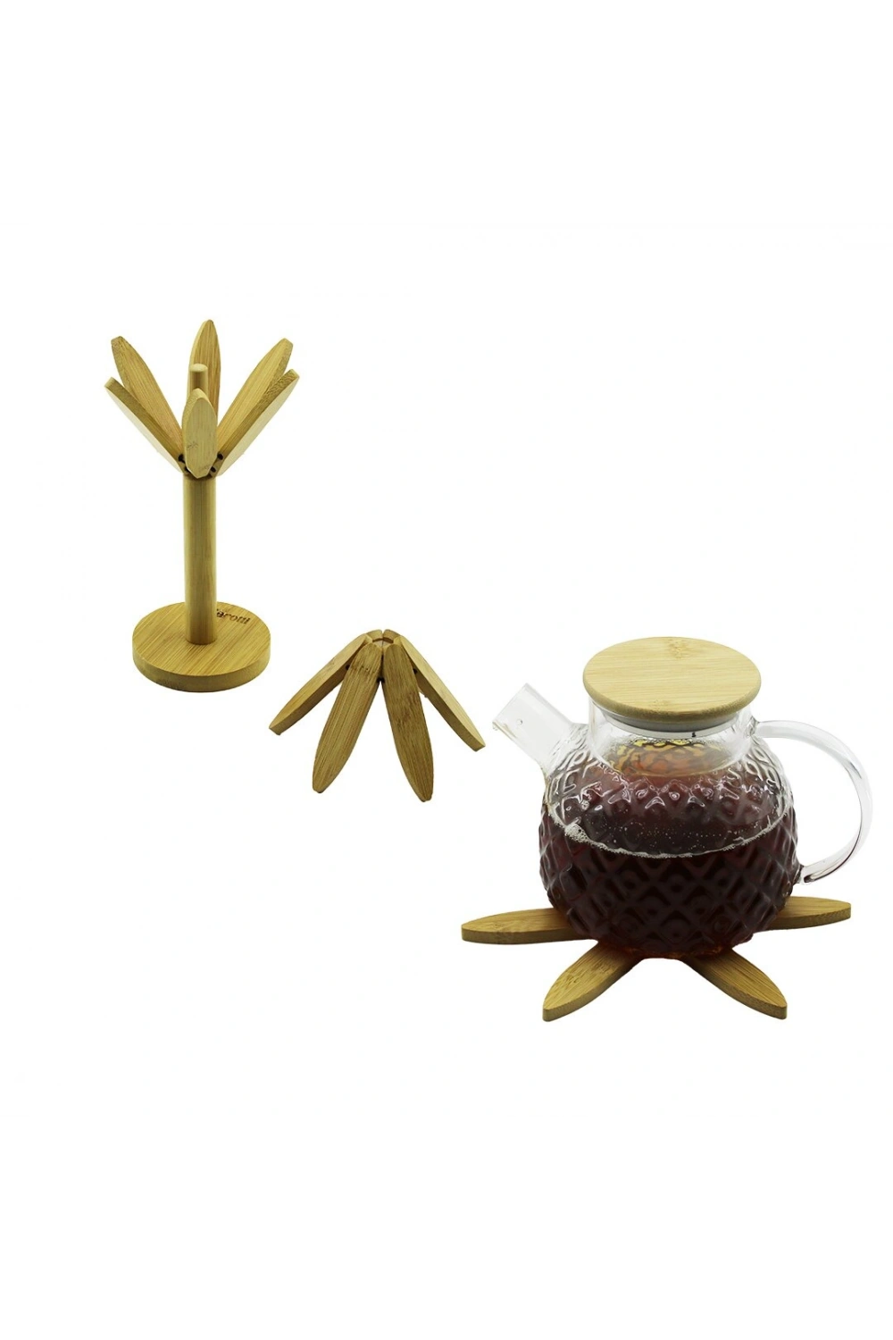 Egonex BAROTTİ DMR-9112 ( STANDLI=AĞAÇ MODEL) ( 2PCS ) AHŞAP BAMBU ( KATLANIR ) NİHALE ( YAPRAKLI ÇİÇEK MODELİ= ÇAP: 20CM) )*60