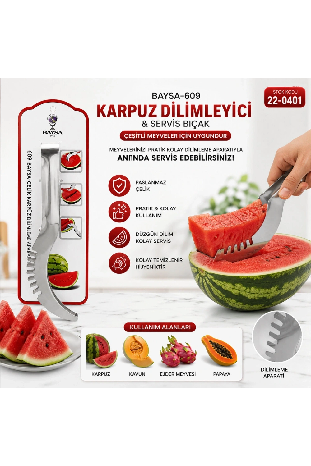Egonex Baysa-609 Karpuz Dilimleyici & Servis Bıçak*24x6