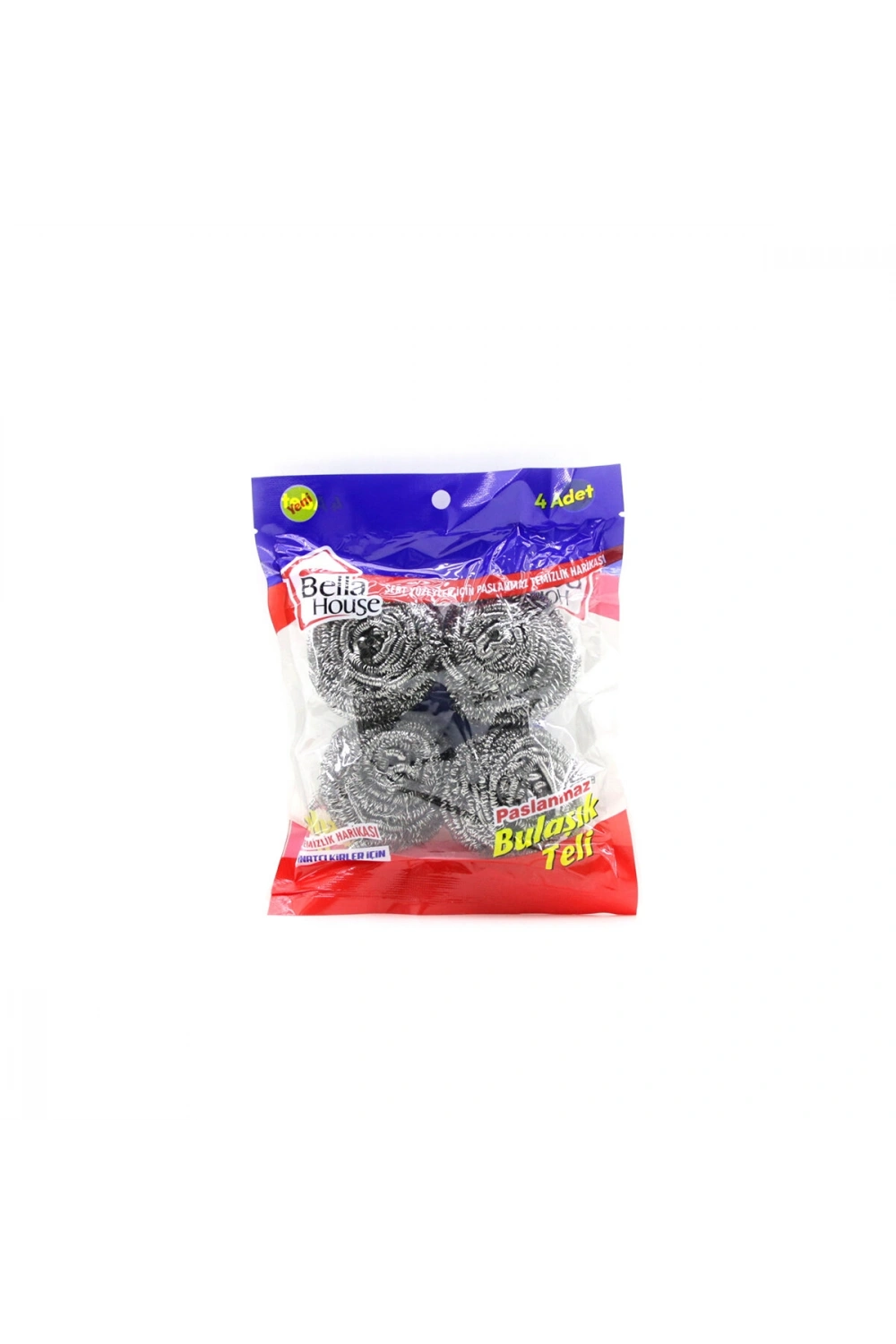 Egonex Bella House K-7279 ( 4pcs ) ( Poşetli ) Bulaşık Top Teli ( Paslanmaz )*12x20