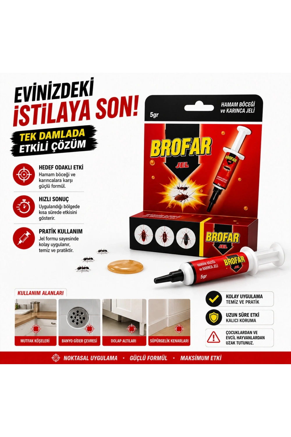Egonex Brofar  ( Jel ) Şırınga Modeli  ( Hamamböceği & Karınca ) 5gr.*12x8