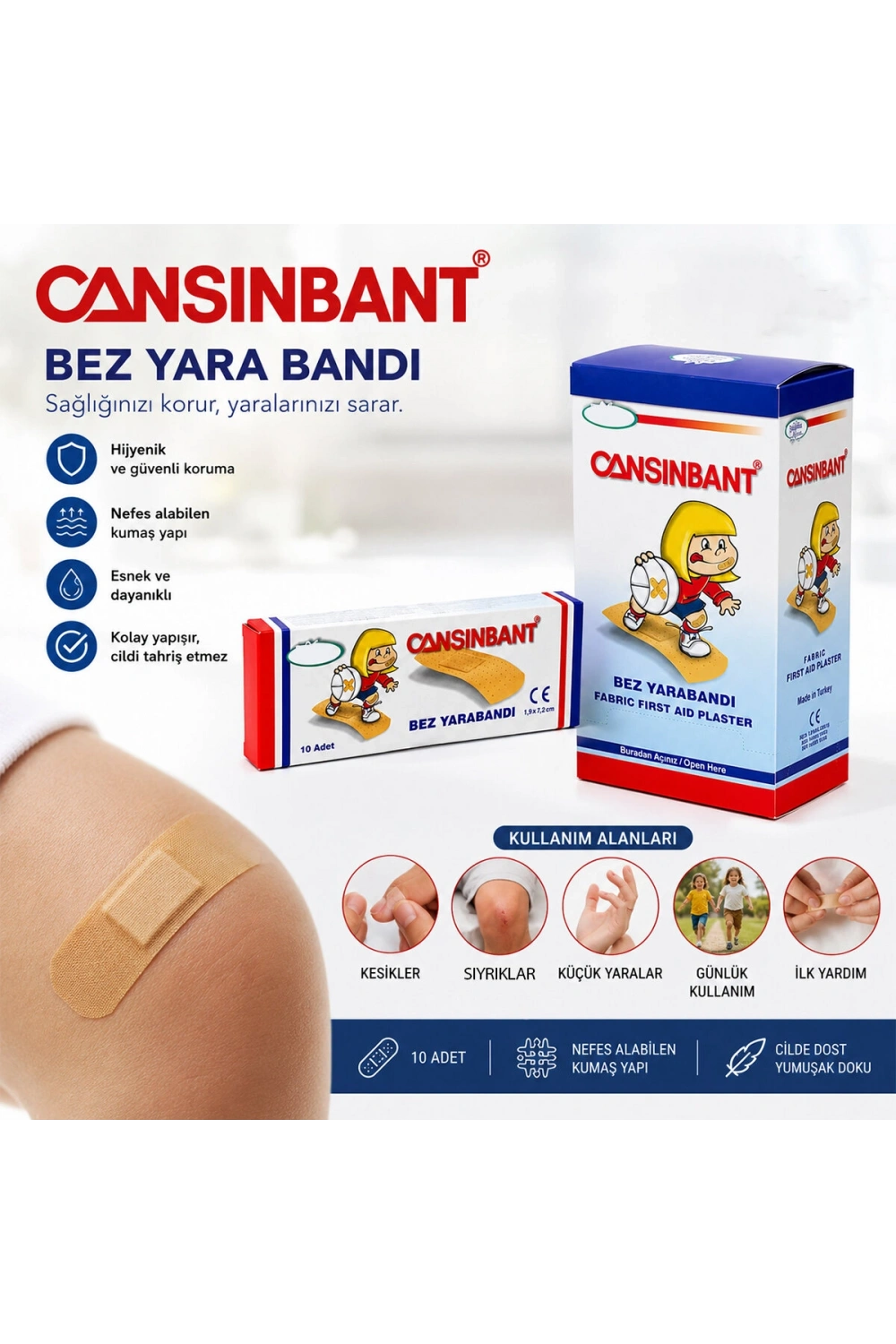 Egonex Cansın ( 10pcs ) Bez Yara Bantı ( Bandı )*30x40