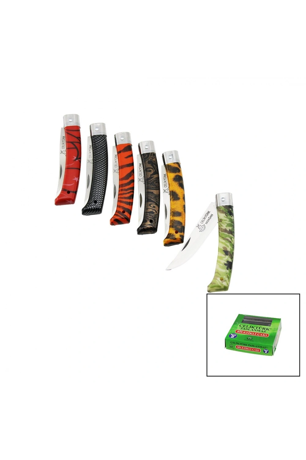 Egonex Çeliktürk ( No-2 ) Paslanmaz ( Bilezikli ) Çakı ( Renkli Plastik Saplı )*10x1