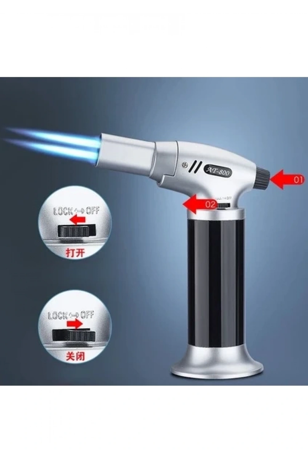 Egonex Çift Torch Doldurulabilir Jet Alev Pürmüz Çakmak AT-800