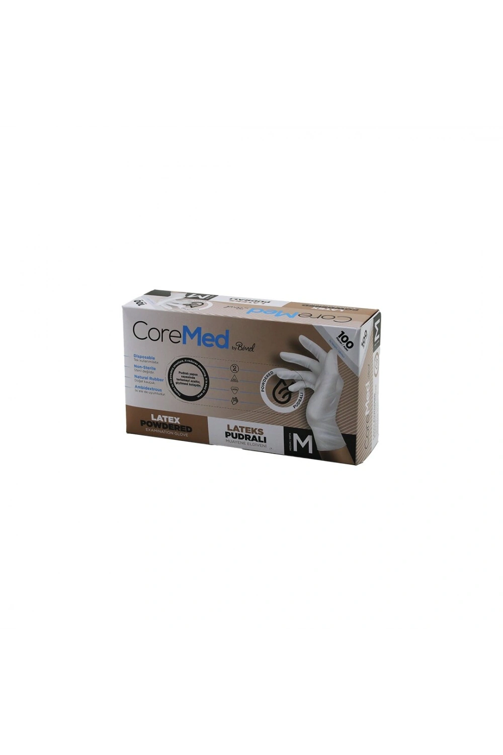 Egonex Coremed Bimel Haspet ( M ) ( Pudralı ) Latex Muayene Eldiveni ( Lateks ) ( 100lü )*1x20