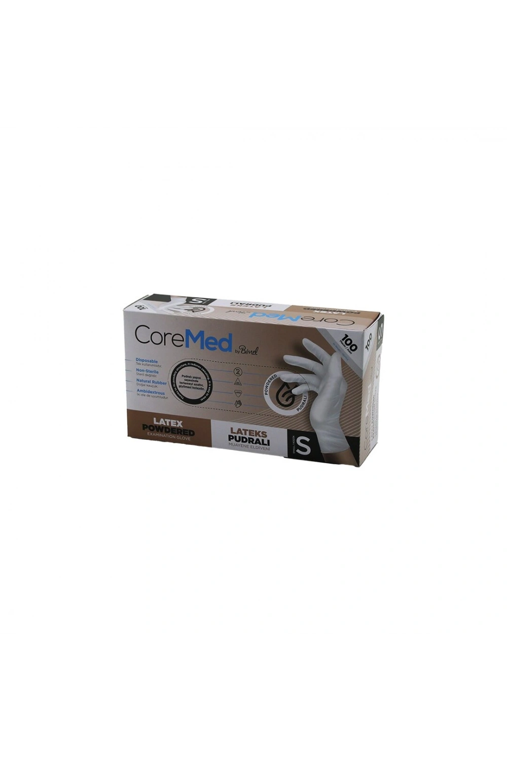 Egonex Coremed Bimel Haspet ( S ) ( Pudralı ) Latex Muayene Eldiveni ( Lateks ) 100lü*1x20