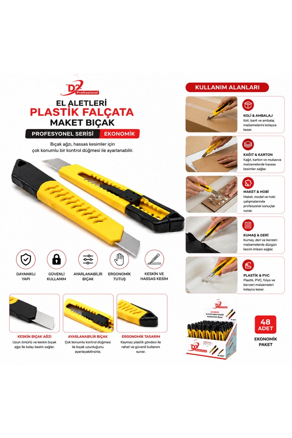 Egonex Deniz El Aletleri ( Eko ) Plastik Falçata Maket Bıçak Sarı*48x12