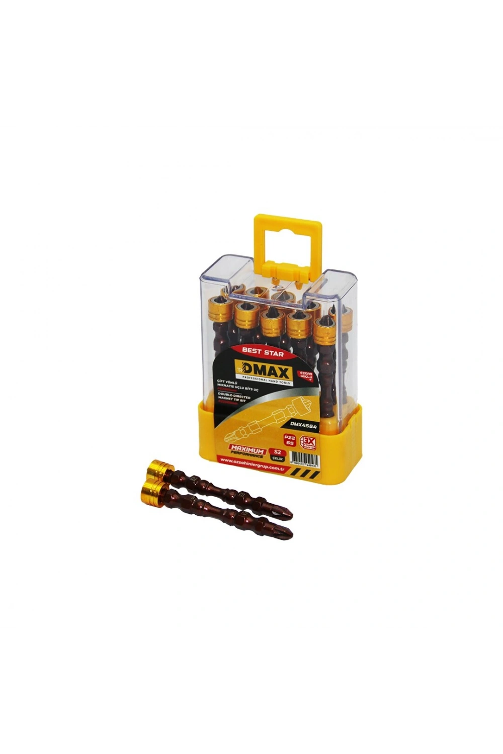 Egonex Dmax-4564 ( Pz2 X 65mm ) ( Çift Yönlü ) ( Yıldız ) Mıknatıs Uçlu Bits*10x120