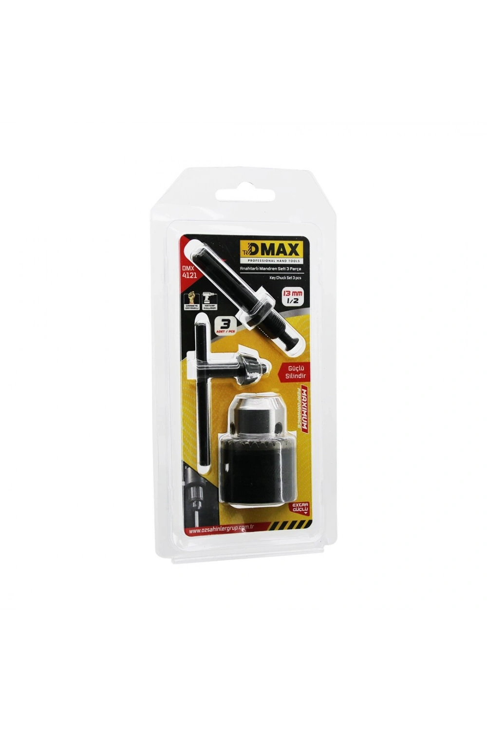 Egonex Dmax Dmx-4121 ( 3pcs ) ( 13mm & 1/2 ) Anahtarlı Mandren Seti ( Matkap Kafa )*6x10