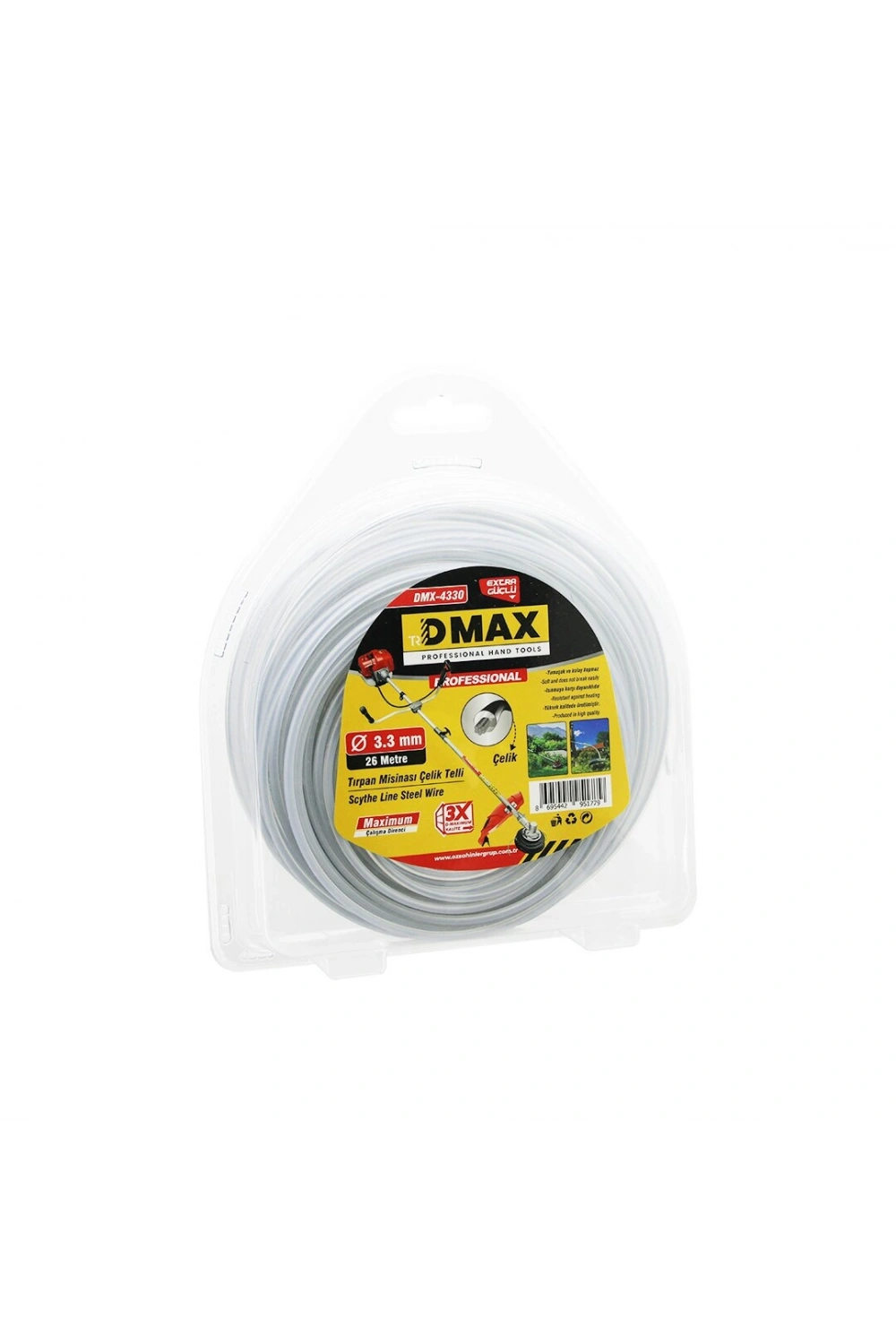 Egonex Dmax Dmx-4330 ( Çelik Telli Yuvarlak  ) ( 3.3mm X 26mt ) Çim Biçme Tırpan Misinası*30