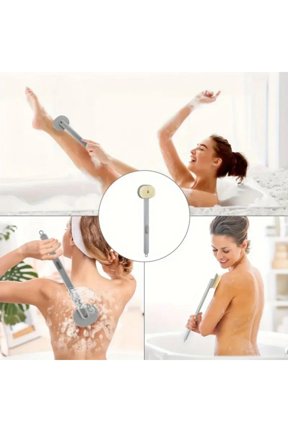 Egonex Duş Jeli Hazneli Uzun Saplı Banyo Sırt Fırçası