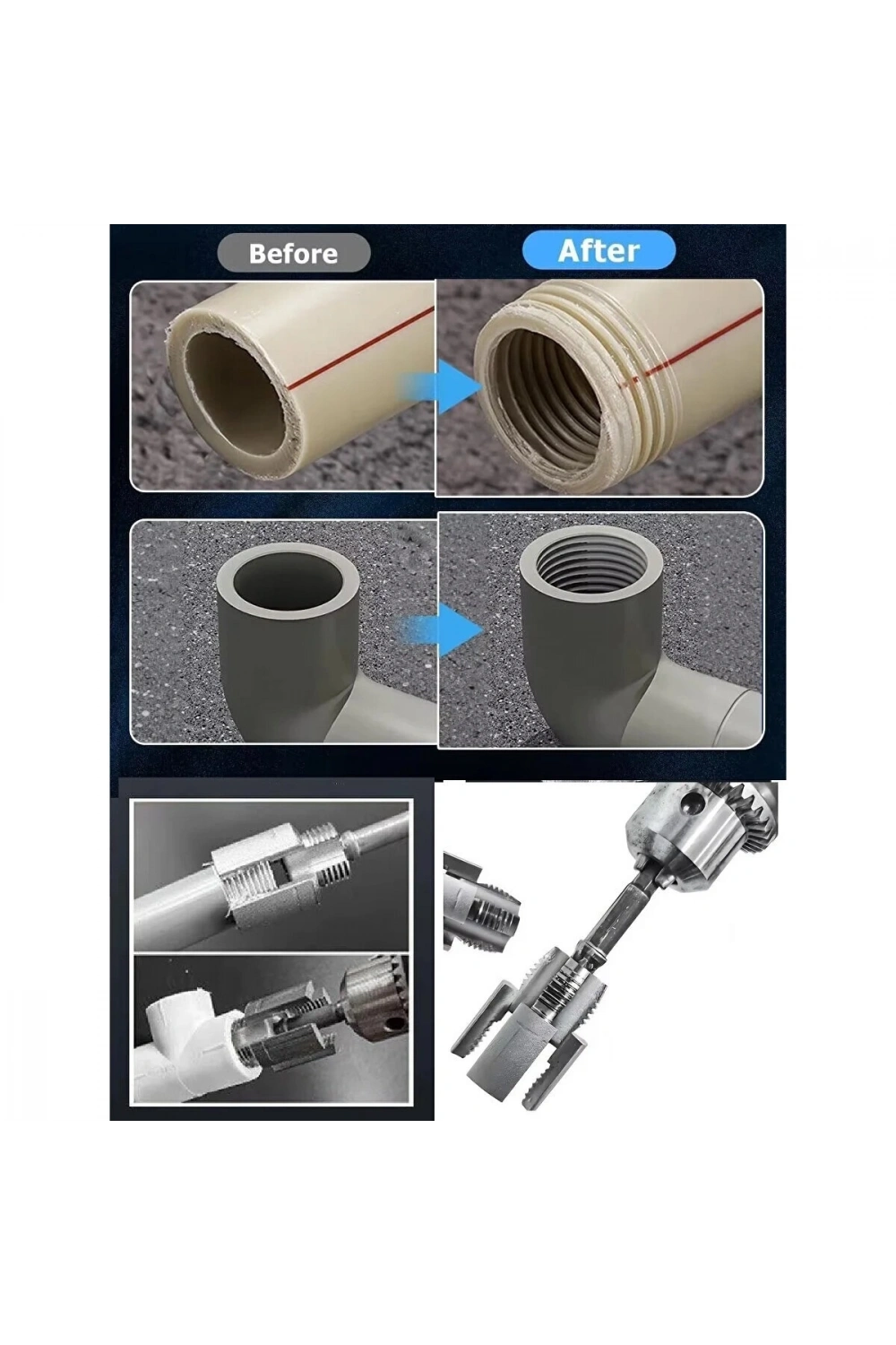 Egonex Eltaş Water Pipe Lrd-138 Plastik Su Borusu ( İç Diş Açma ) Matkap Ucu ( 1/2 )*200