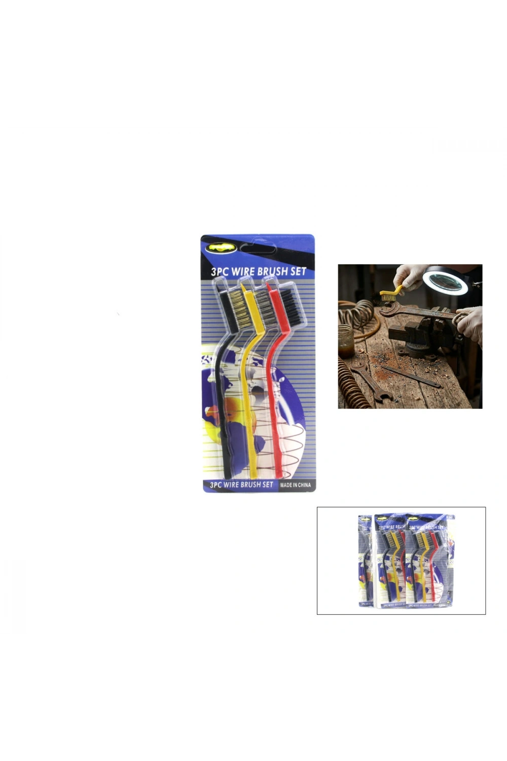 Egonex Enfa Enf-812b ( 3pcs ) Mini Tel Fırça Seti ( Renkli Saplı )*10x30