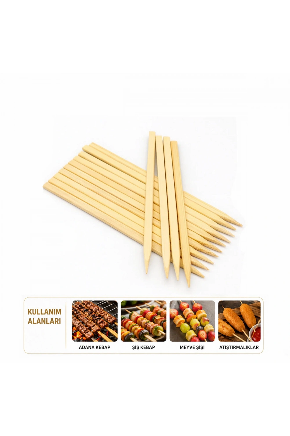 Egonex Enfa Ra-270 ( Adana & Geniş ) Ahşap Çöp Şiş ( 25cm )*10x20