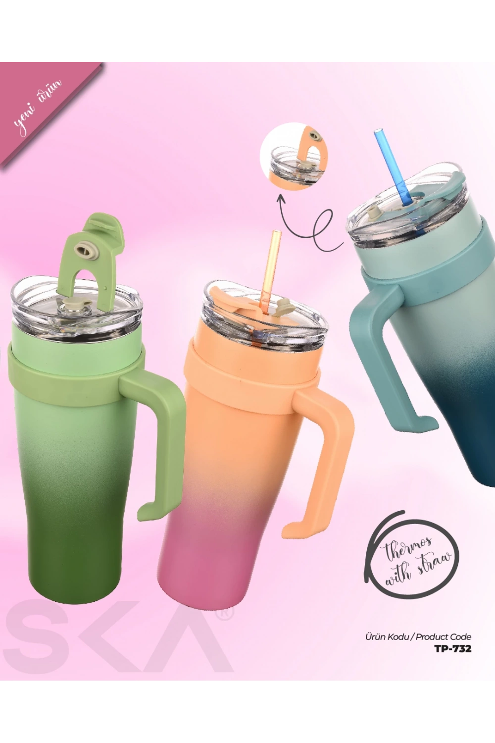 Egonex Essence 1 Litre Pipetli Termos Bardak Çift Duvarlı