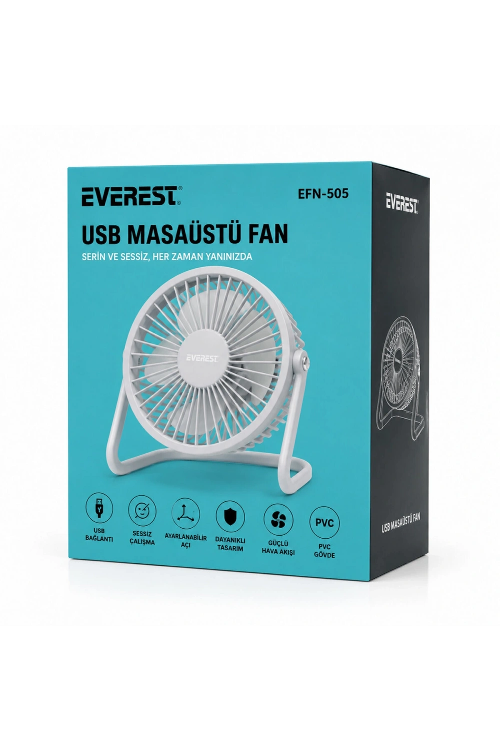 Egonex Everest Efn-505 ( Usb Sarjlı & Pvc Gövde ) ( 14.5x14.1cm ) Masa Üstü Fan & Vantilatör*30