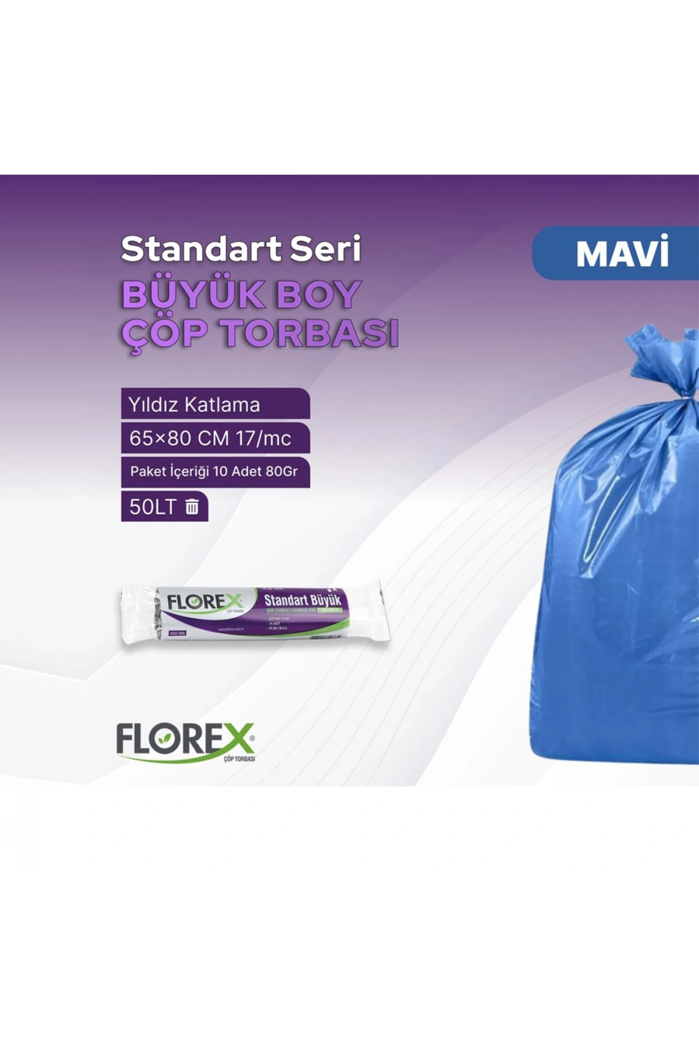 Egonex Florex-526 ( Standart Büyük ) ( 10pcs ) 65x80cm.çöp Torbası*50=k