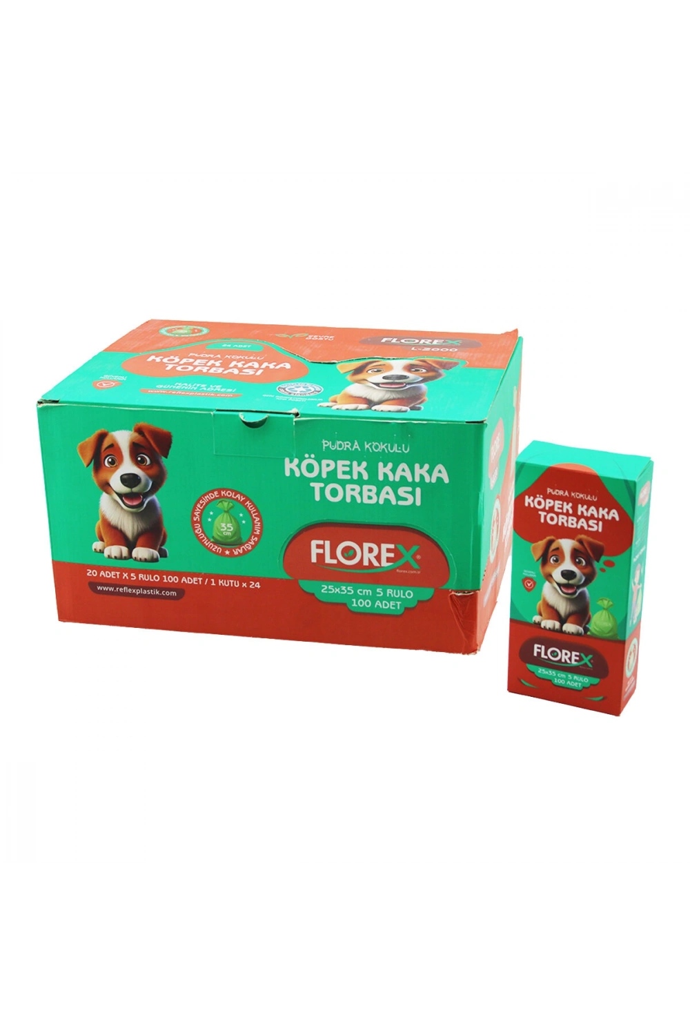 Egonex Florex L-2000 ( Köpek & Evcil Hayvan ) ( Kaka Torbası ) ( 5 Rulo X 20pcs = 100 Adet ) ( Pudra Kokulu ) ( 25x35cm ) ( Pet Shop )*24=k