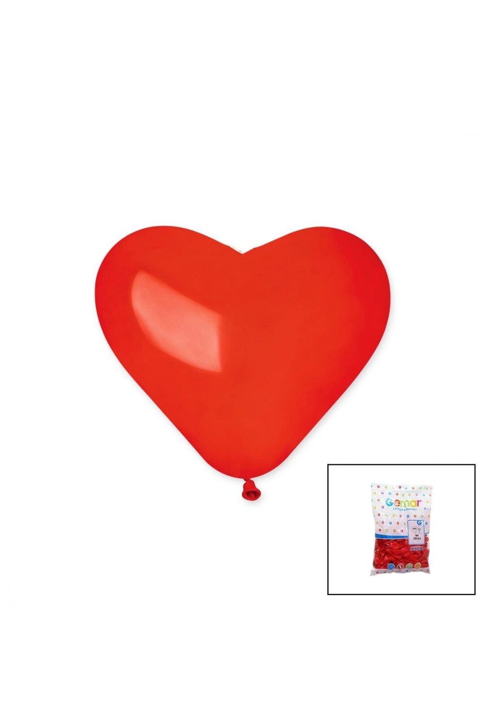 Egonex Gemar-cr Baskısız Kırmızı Kalp Balon #005 ( 10 & 25cm & 100pcs )*1x50