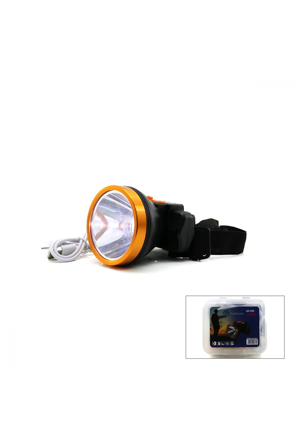Egonex Gold Kama Gk-985 ( Şarjlı ) ( 30w ) Kafa Lambası Fener ( Usb & Type-c ) ( Kademe Işıklı )*120