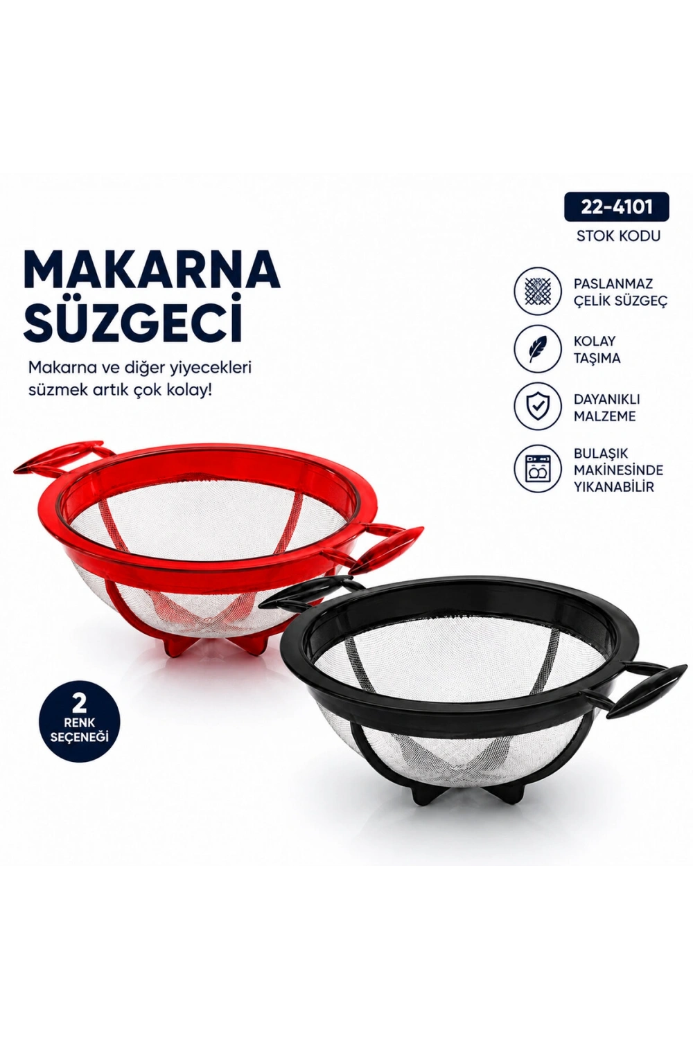 Egonex Gu-bi 0249 Küçük Makarna Süzgeci Plastik*32