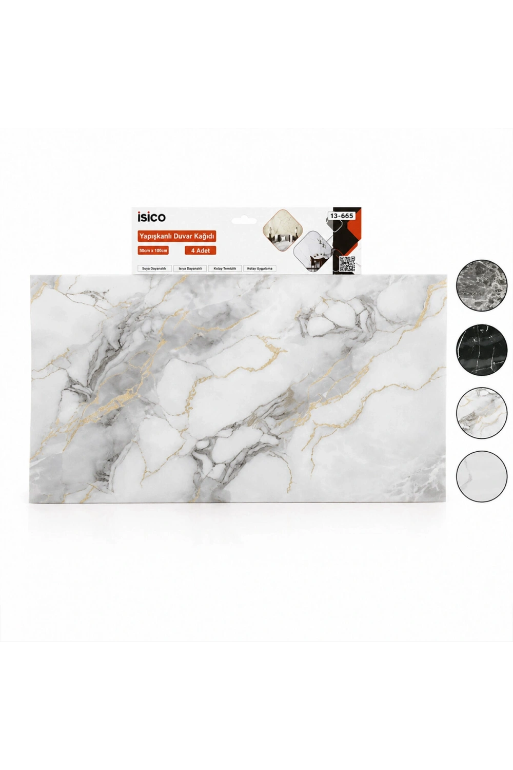 Egonex İbico İ13-085 ( 4pcs ) ( 30x60cm ) ( Düz & Panel ) ( Mix Mermer Desen ) Yapışkanlı Duvar Kağıt*60=k