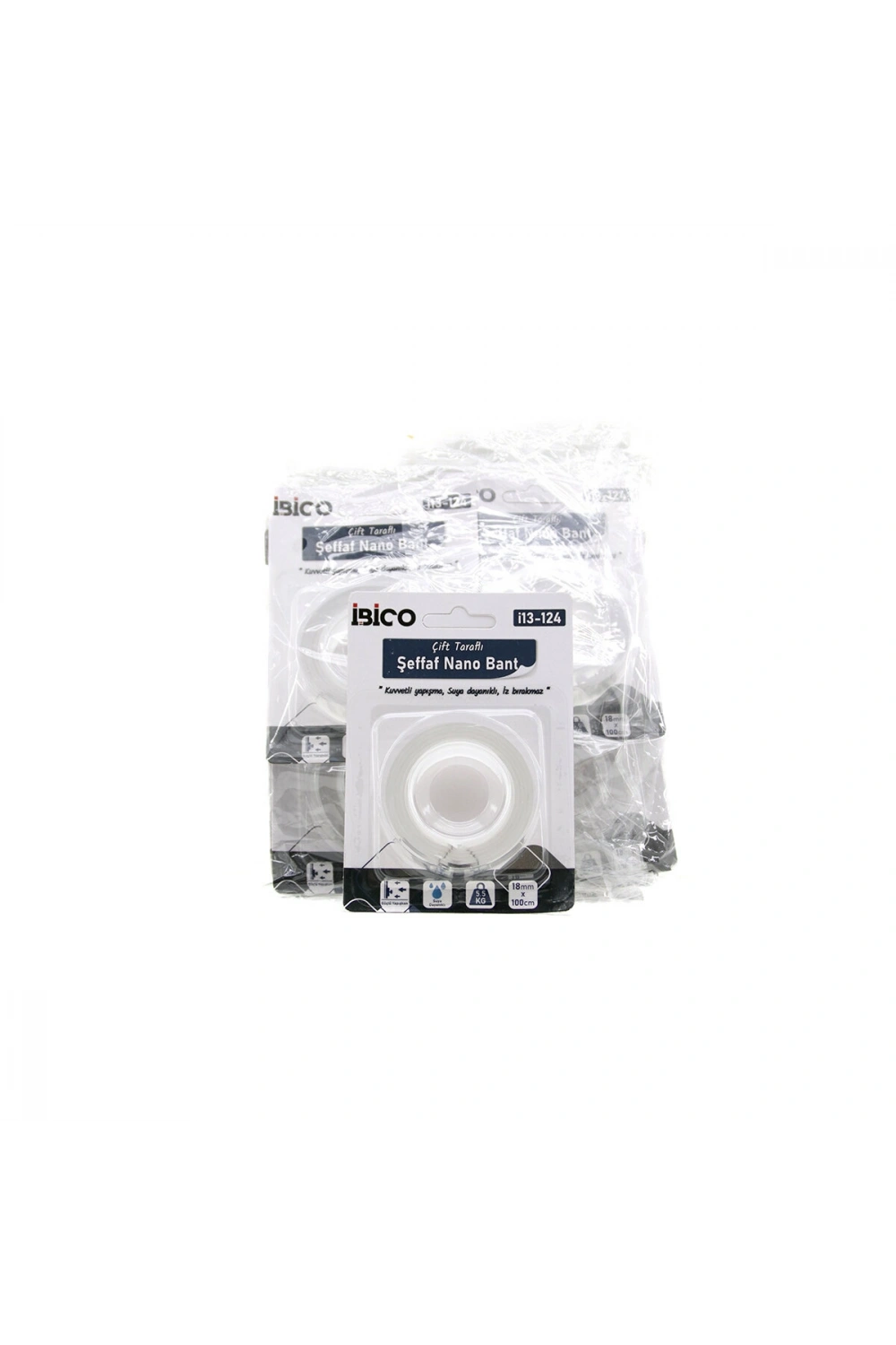 Egonex İbico İ13-124 ( 1.8cmx1mt ) ( Nano Bant ) Şeffaf Çift Taraflı ( Max : 5.5kg )*12x24
