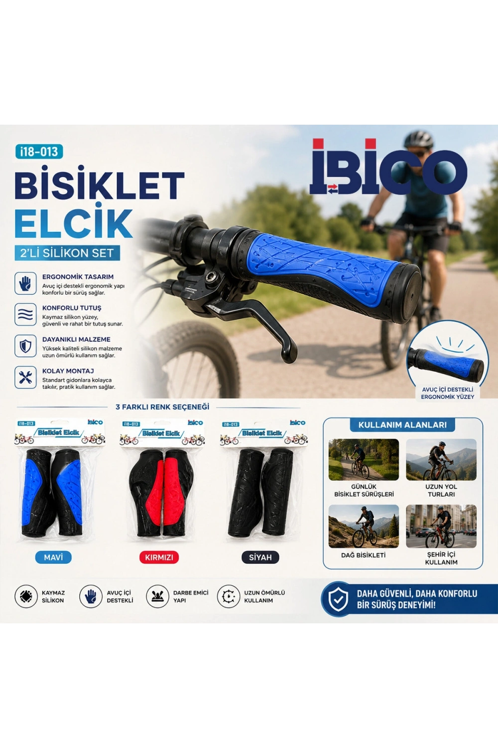 Egonex İbico İ18-013 ( 2pcs Set ) ( Renkli & Silikon ) Bisiklet Elcik*100